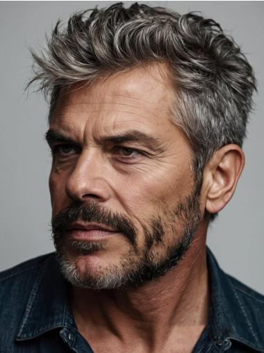 Mens Wigs Cancer Synthetic Cropped Monofilament Straight Wigs