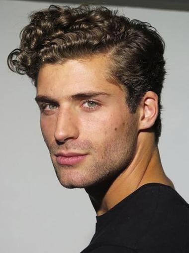 Short Men Wig 4" Layered Curly Monofilament Wigs