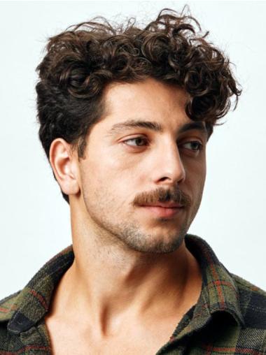 Men's Wigs For Sale Monofilament Curly Brown Short Wigs