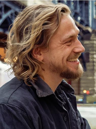 Natural Looking Wigs For Men 10" Chin Length Monofilament Blonde Wigs