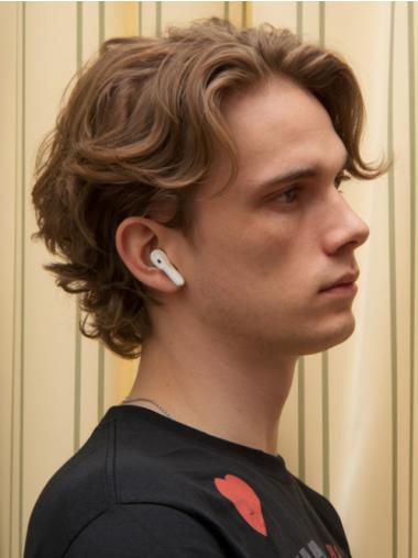 Men Lace Fronts Wigs Blonde Wavy Remy Human Hair With Bangs Wigs