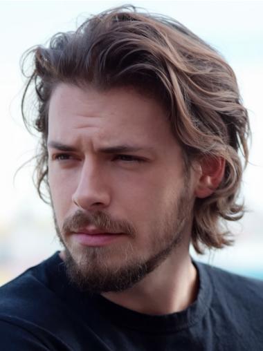 Men's Hair Wigs Lace Front Wavy Brown Short Wigs