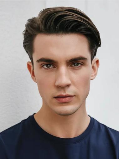 Wigs For Older Men 4" Monofilament Synthetic Straight Black Wigs