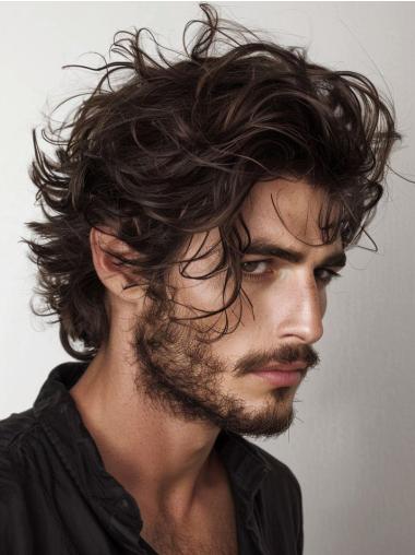 Synthetic Mens Wigs 8" Short Layered Lace Front Brown Wigs