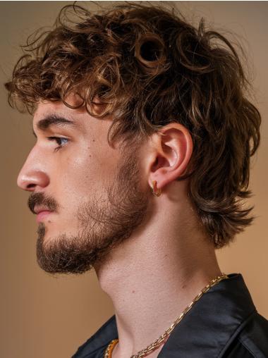 Men's Synthetic Hair Wigs For Sale 6" Short With Bangs Brown Wigs