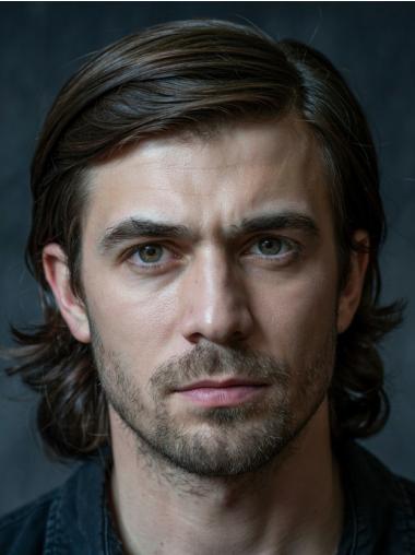 Hair Wig For Man 10" Chin Length Synthetic Monofilament Brown Wigs