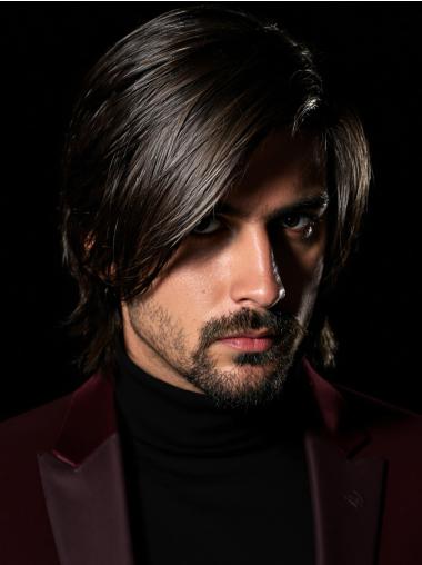 Lace Front Wigs Mens Black Straight Synthetic Layered Wigs