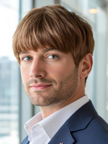 Man Lace Front Wig Brown Straight Synthetic With Bangs Wigs