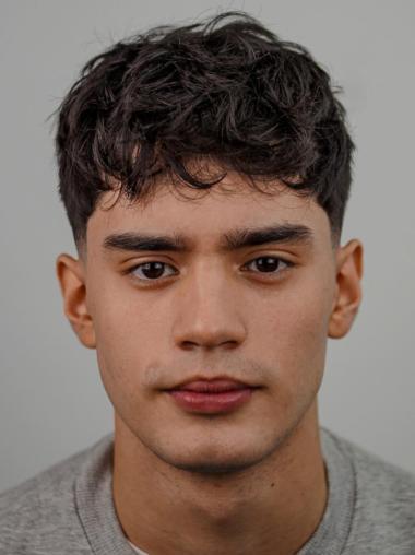 Short Wig For Men 4" With Bangs Wavy Monofilament Wigs