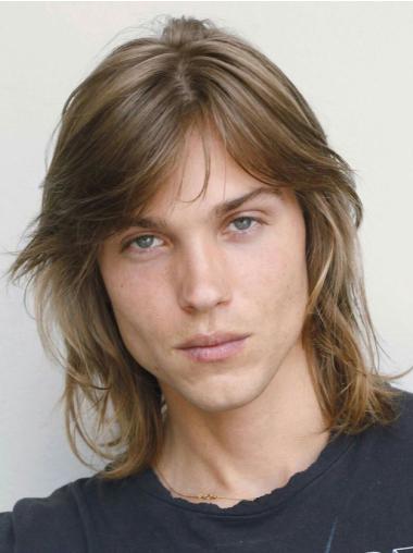 Wigs For Old Men 14" Shoulder Length Synthetic Lace Front Blonde Wigs