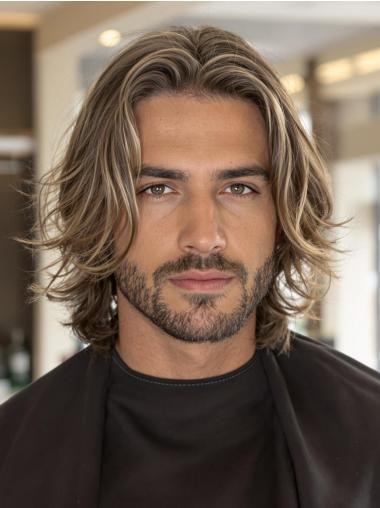 Hair Wig For Men Layered Ombre Tone Wavy Synthetic Monofilament Wigs
