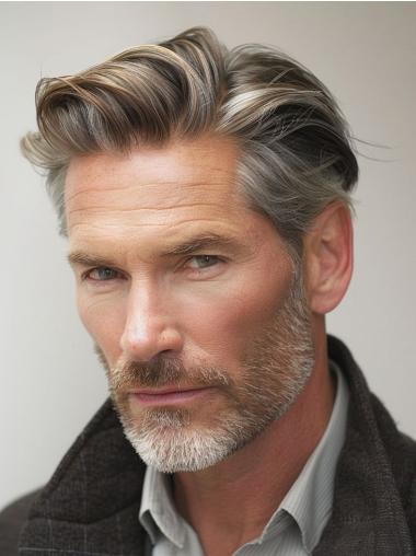 Old Man Hair Wig Remy Human Hair Cropped Lace Front Wavy Wigs