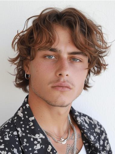 Lace Front Male Wig Ombre Tone Wavy Synthetic With Bangs Wigs