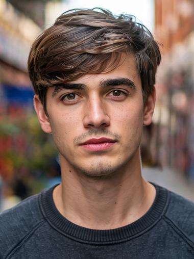 Real Mens Wigs 4" Monofilament Straight With Bangs Wigs