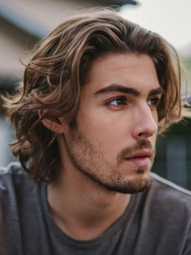 Wigs For Men For Sale 10" Chin Length Human Hair Lace Front Brown Wigs