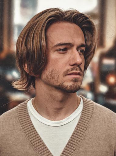 Wigs For Mens Layered Brown Straight Synthetic Lace Front Wigs