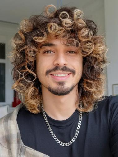 Men's Wigs For Sale 14" Shoulder Length Monofilament With Bangs Wigs