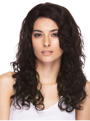 Natural Hair Wigs Curly Brown 16" Top