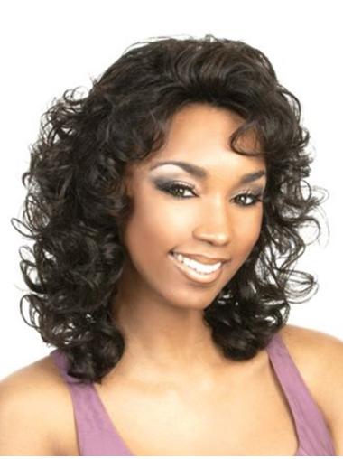 Fashionable Capless Curly 14 Inches Real Hair Wigs For Black Women