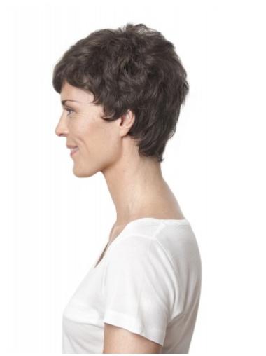 Brown Layered Curly Synthetic Top Short Hair Lace Wigs