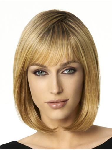 Hairstyles Straight Bobs Capless Medium Lenght Blonde Wigs