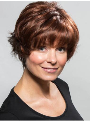 Auburn Curly Chin Length Synthetic Convenient Monofilament Lace Wig