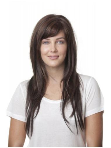 Brown Straight Long Ideal Lace Synthetic Wigs