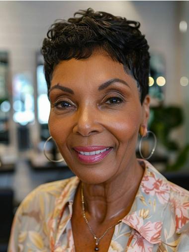 African American Wigs Human Hair Boycuts 4" Black Wigs