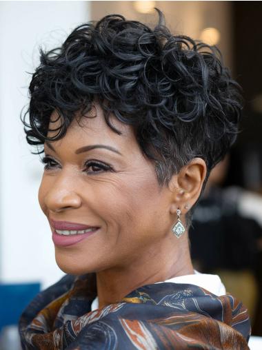 Very Short Wigs African American Monofilament Black Remy Human Hair Wigs