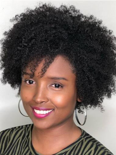 Human Hair Wig For African American Layered 8" Black Wigs