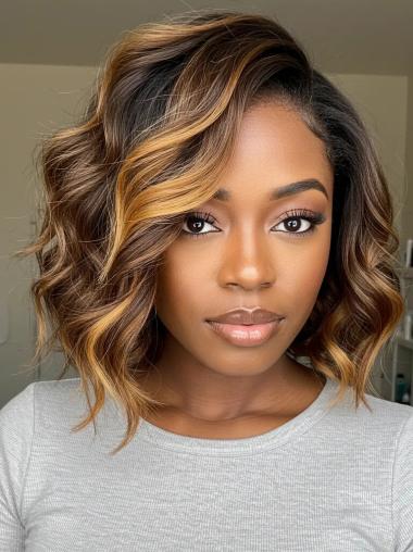 Bob Style Wigs For African American Monofilament Ombre tone 10" Wigs