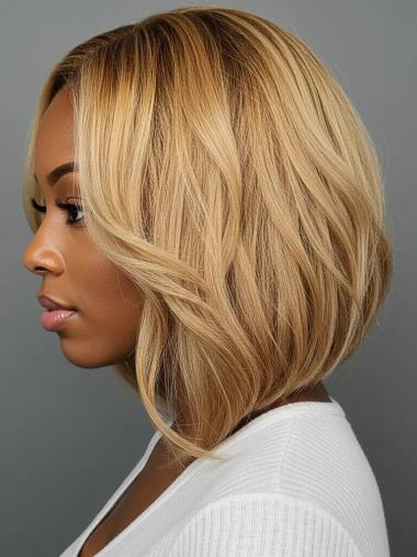 African American Wigs Human Hair Bobs 12" Blonde Wigs
