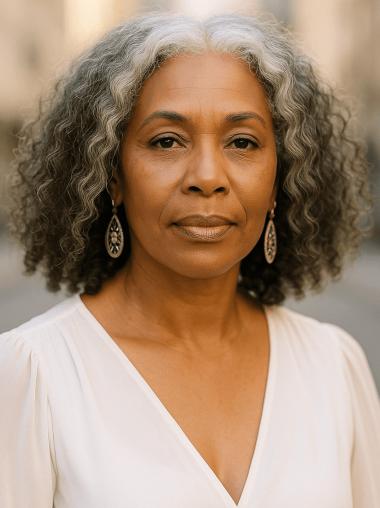 African American Salt And Pepper Wigs Lace Front 12" Curly Wigs