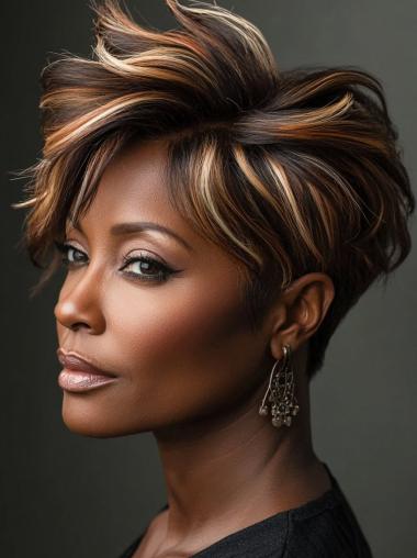 Short African American Wigs Lace Front Ombre tone Synthetic Wigs