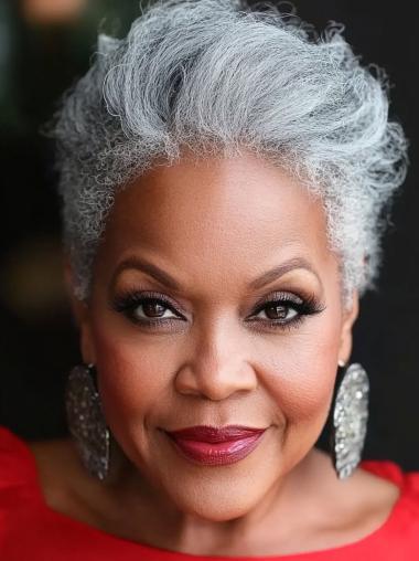 African American Short Wigs Styles Monofilament Silver Synthetic Wigs