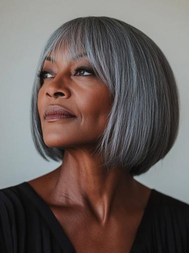 Gray Wigs African American Monofilament 10" Straight Wigs