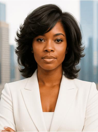 African Lace Front Wigs Layered Black Wavy Wigs