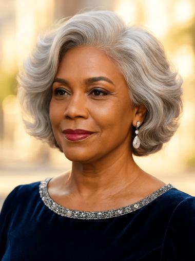 Grey Wigs For African American Monofilament 10" Wavy Wigs