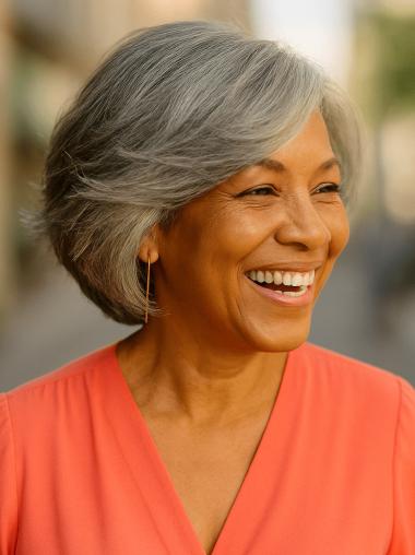 Gray Wigs For African American Women Lace Front 8" Straight Wigs