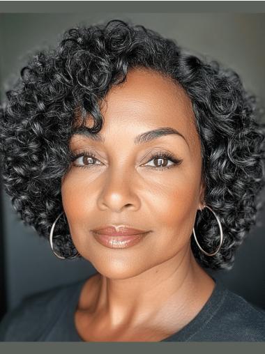 Medium Length Curly Wigs African American Black 10" Lace Front Wigs