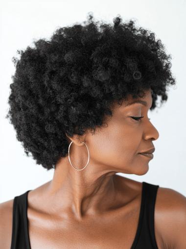 African American Lace Front Wigs With Bangs Black Kinky Wigs