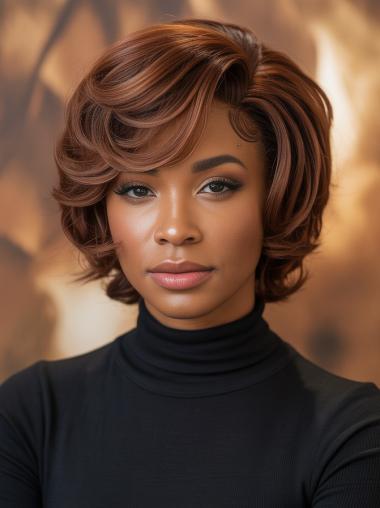 Wigs With Bangs For African American Wavy With Bangs Short Wigs