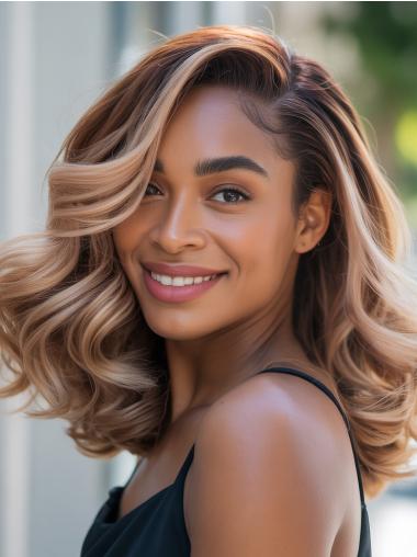 African American Human Hair Wigs Blonde 14" Lace Front Wigs