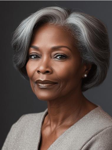 Gray African American Wigs Wavy Bobs Short Wigs