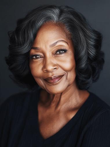 Salt And Pepper Wigs For African American Wavy Bobs Chin Length Wigs