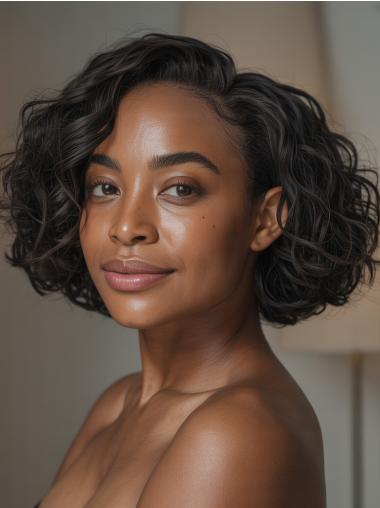 Layered Bob Wigs For African American Lace Front Black 10" Wigs