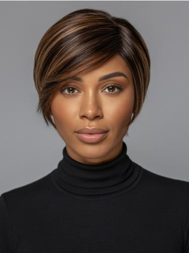 African American Synthetic Wigs Brown Short 6" Lace Front Wigs