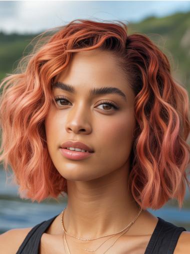 Lace Wigs For African American Bobs Pink Wavy Wigs