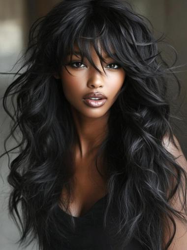 African Wigs Styles Lace Front 24" Long Wavy Wigs