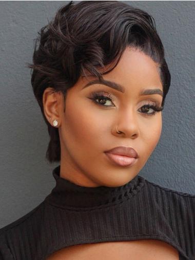 African American Short Style Wigs Boycuts 4" Lace Front Black Wigs